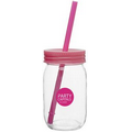 16 Oz. Neon Pink Mason Jar W/Color Lid